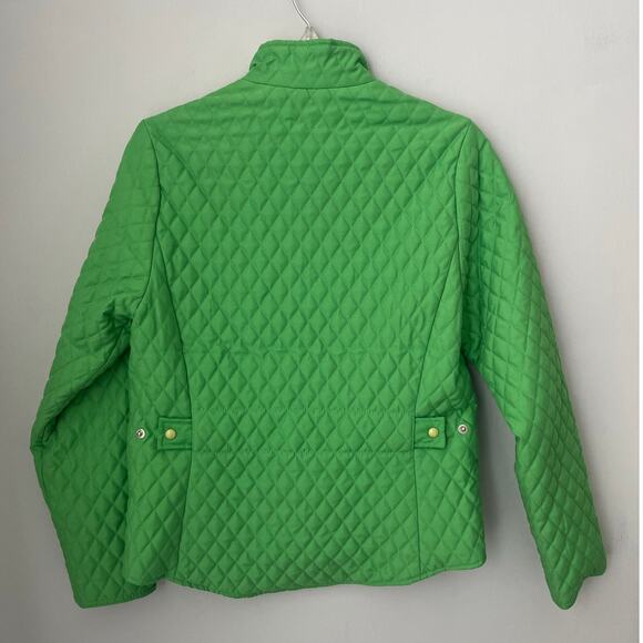 J. Peterman Quilted Jacket Coat Green Equestrian Preppy Old Money Size Small - Picture 2 of 8